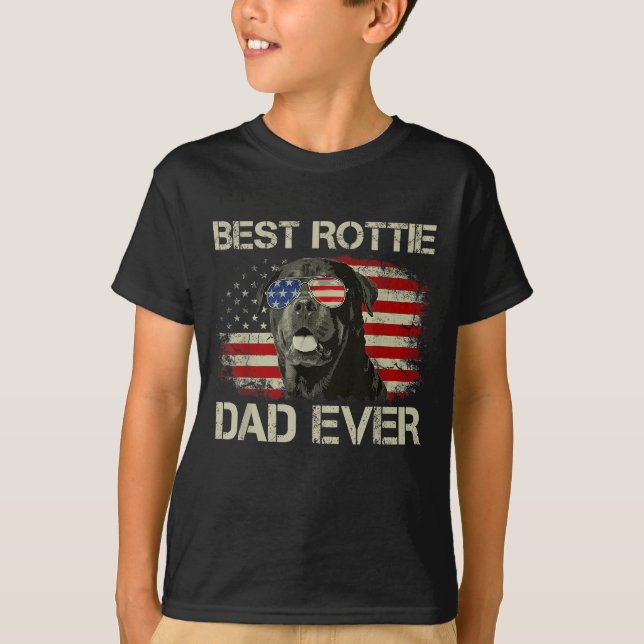 Camiseta Melhor Pai Rottie Alguma Vez Rottweiler - Presente (Frente)