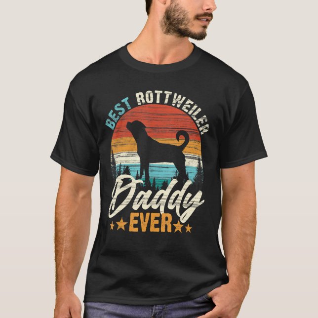 Camiseta Melhor Pai Rottweiler Alguma Vez com Imagem Retroa (Frente)