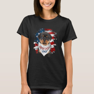 Camiseta Melhor Pai Rottweiler De Mens Em Cão De Bandeira A