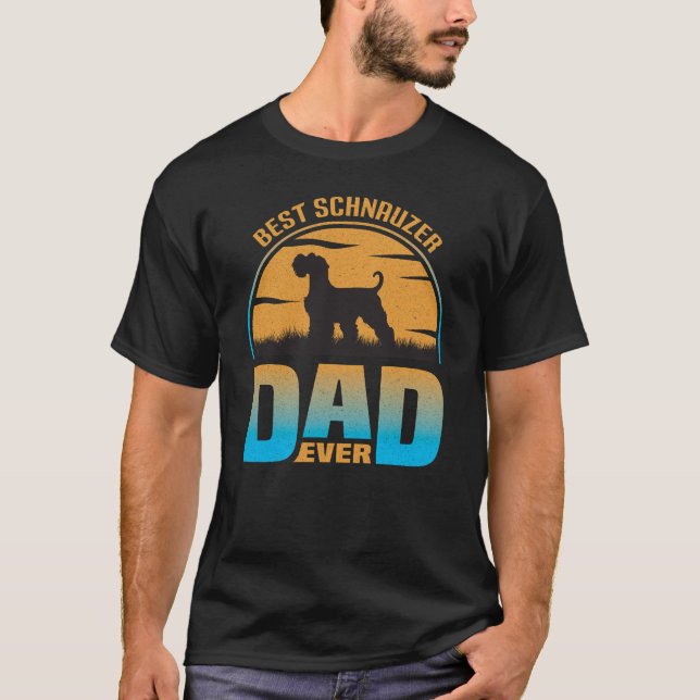 Camiseta Melhor Pai Schnauzer Pai De Cachorro Retroativo Ev (Frente)