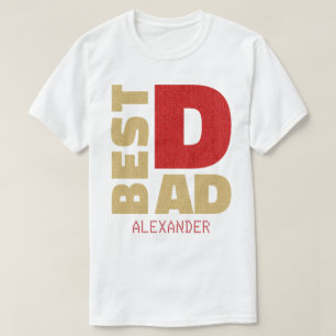 Camiseta Melhor Pai Vermelho Dourado Nome de Literatura Per