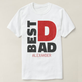 Camiseta Melhor Pai Vermelho Negra Nome de Largura Personal