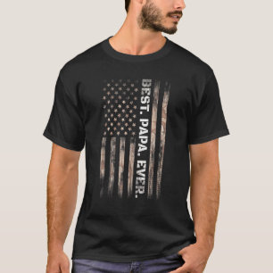 Camiseta Melhor Papa Alguma Vez Vintage - Pais de Camo Flag