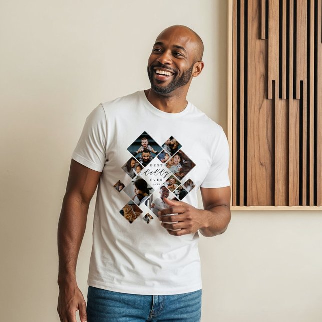 Camiseta Melhor Papai de Todos Colagem de Fotos Moderna Per (Best Daddy Ever Modern Photo Collage Personalized Tri-Blend Shirt)