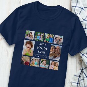 Camiseta Melhor Papai do Mundo Netos 10 Colagem de Fotos Az