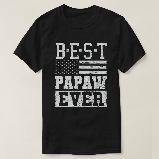 Camiseta Melhor Papaw Nos Eua Bandeira Dia de os pais Avô P (Frente do Design)