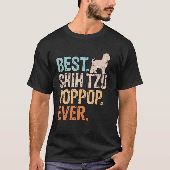 Camiseta Melhor Pop-Pop de-Cachorro Shih Tzu Engraçado Vovô (Frente)