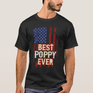 Camiseta Melhor Poppy Ever American Flag Vintage avô Gift
