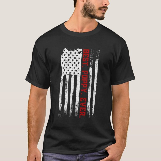 Camiseta Melhor Poppy Ever American Usa Flag Fatherâ€™S Day (Frente)