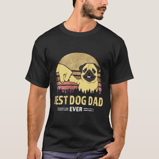 Camiseta Melhor Presente de Design Pai Pug de Sempre para D (Frente)