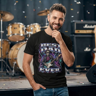 Camiseta Melhor Presente de Pai de Heavy Metal Esqueleto Ro