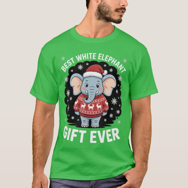 Camiseta Melhor presente Elefante Branco divertido para jog (Frente)