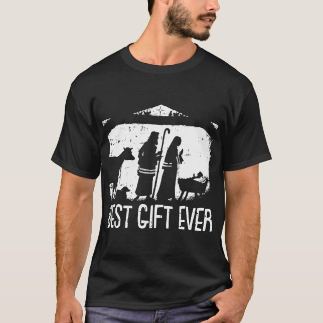 Camiseta Melhor Presente Na Cena da Natividade Jesus Legal  (Frente)