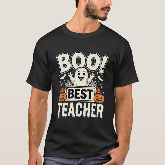 Camiseta Melhor Professor Dia das Bruxas Fantasma Design_1 (Frente)
