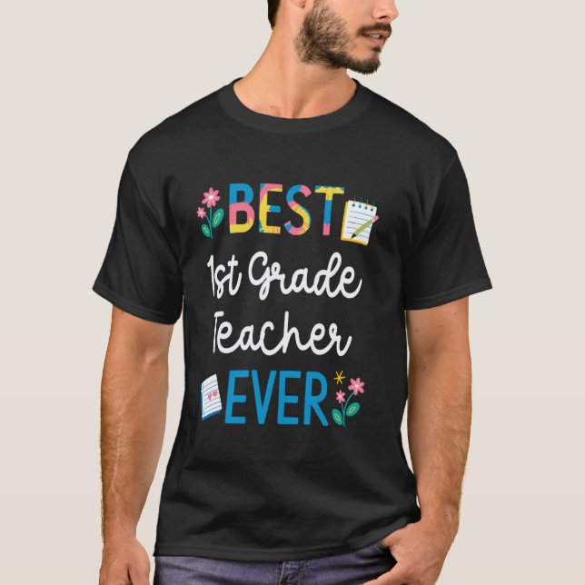 Camiseta Melhor Professor do 1º Ano Já Professora Adorável  (Frente)