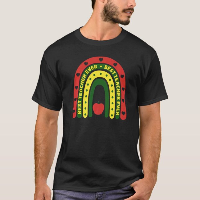 Camiseta Melhor Professora Da Escola Apreciando Rainbo (Frente)
