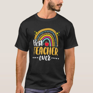 Camiseta Melhor Professora de Boho Arco-Íris de Leopardo