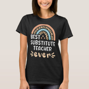 Camiseta Melhor Professora Substituta De Leopard Rainbow Mã
