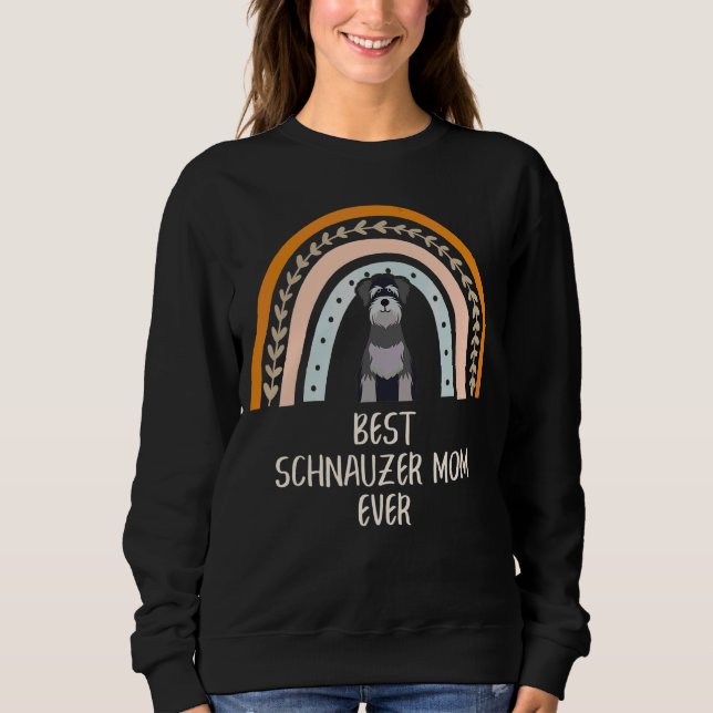 Camiseta Melhor Schnauzer Mãe Nunca Cachorro Boho Arco-Íris (Frente)