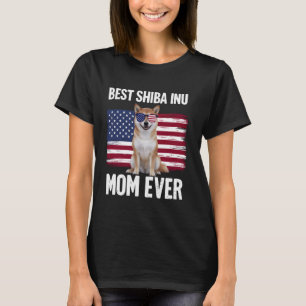Camiseta Melhor Shiba Inu Mãe Em 4 de julho Cão Patriótico