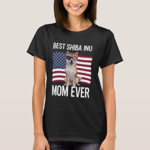 Camiseta Melhor Shiba Inu Mãe Em 4 de julho Cão Patriótico