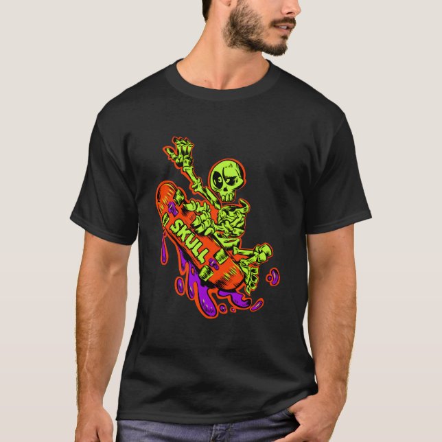 Camiseta Melhor Skate de Esqueleto Punk de Skate (Frente)