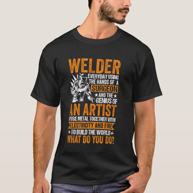 Camiseta Melhor Soldador Do Mundo Design De Soldadura Engra (Frente)