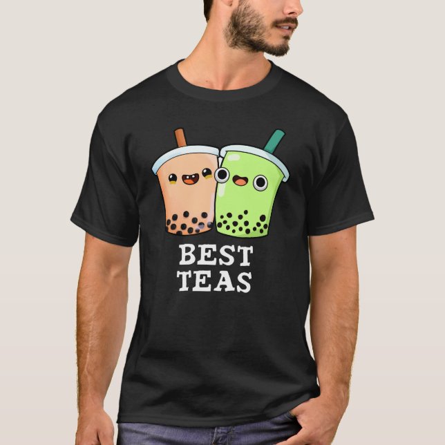Camiseta Melhor Teas Engraçado Besties Boba Tea Pun Dark BG (Frente)