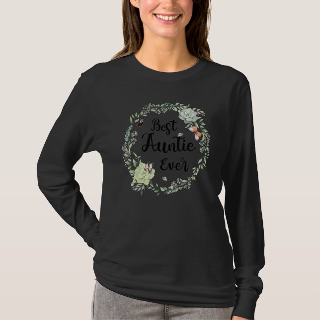 Camiseta Melhor Tia De Alguma Vez Mulheres Flores Tia 1 (Frente)