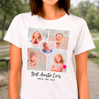 Camiseta Melhor Tia de Todos os Tempos Colagem de 5 Fotos P