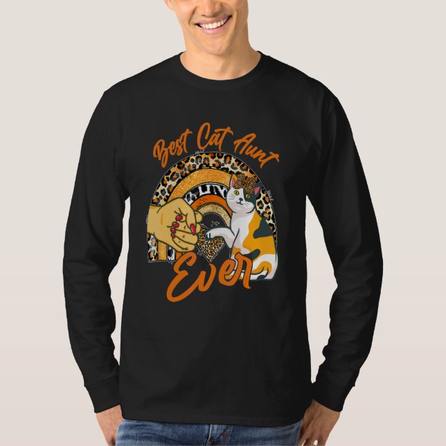 Camiseta Melhor Tia Gato Ever Cat Leopard Rainbow D da Mãe (Frente)