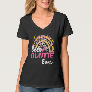 Camiseta Melhor Tia Nunca Engraçada Leopardo Rosa Mãe Arco-