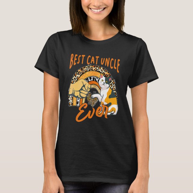 Camiseta Melhor Tio Gato Ever Cat Leopard Rainbow Pai (Frente)