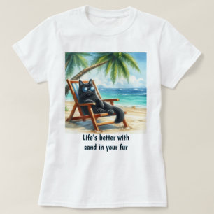 Camiseta Melhor vida nos amantes do gato da praia