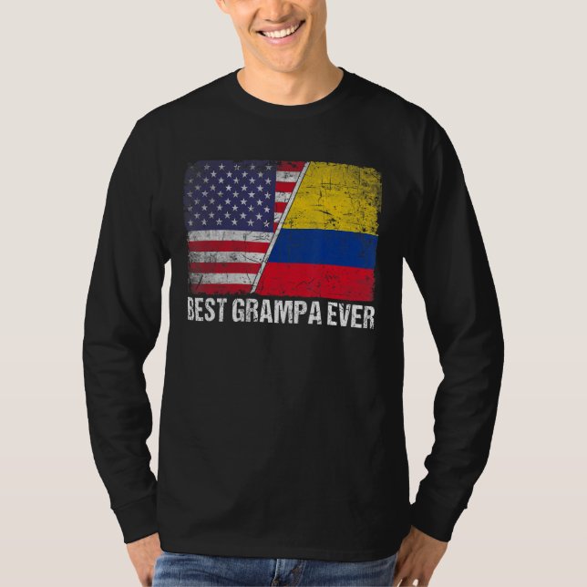 Camiseta Melhor vovô Dia de os pais Colômbia Bandeira Ameri (Frente)