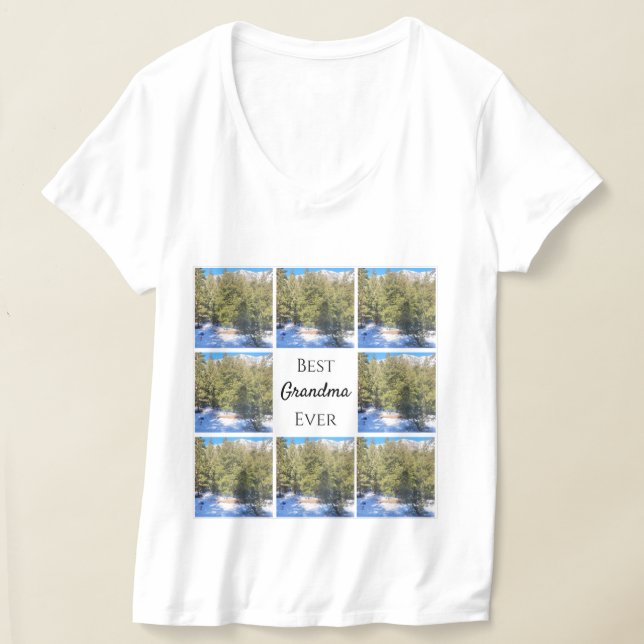 Camiseta Melhor Vovó Ever 8 Praça de Colagem de Fotos Perso (Postura )