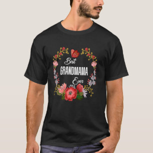 Camiseta Melhor Vovó Laranja Floral Divertida Tia Avó