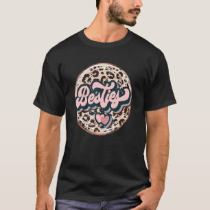Camiseta Melhores Amigas Coração Rosa Leopardo Melhores Ami
