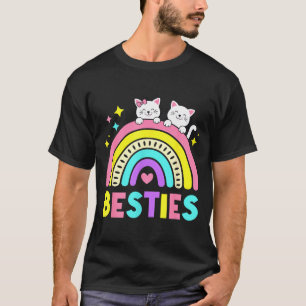 Camiseta Melhores amigas gato amigos arco-íris amizade