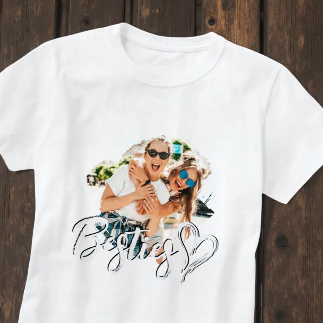 Camiseta Melhores Amigas Grunge Simples Moderno Coração Fot (Criador carregado)