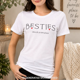 Camiseta Melhores Amigas Melhor Amiga Coração Tipografia Br