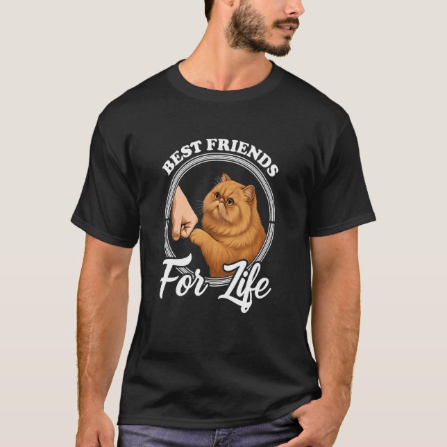 Camiseta Melhores Amigos Amantes de Gatos Persas Fofos (Frente)