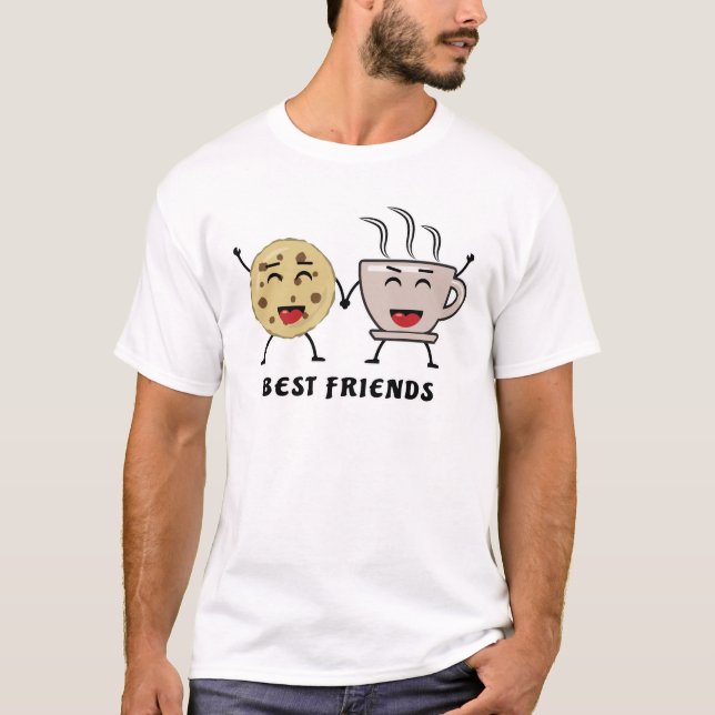 Camiseta Melhores Amigos - Biscoito e Café - Personagem Div (Frente)