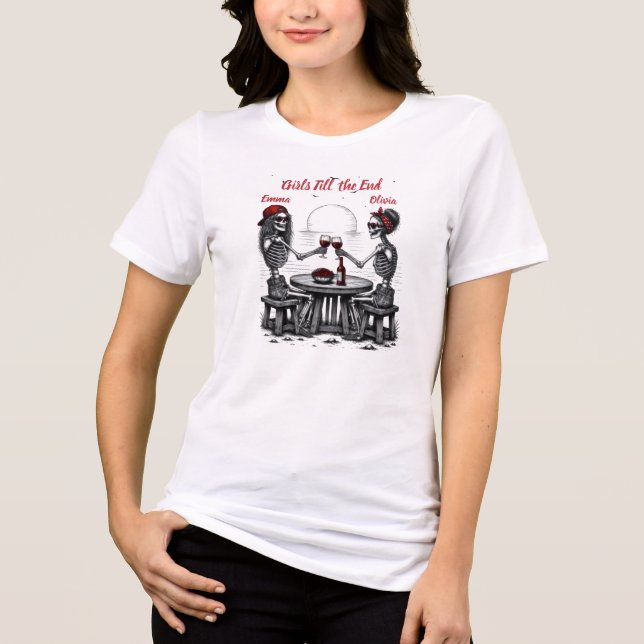 Camiseta Melhores Amigos Casal Esqueleto (Frente)