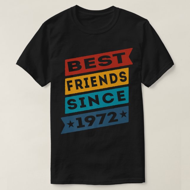 Camiseta Melhores Amigos Desde Besties 1972 BFF (Frente do Design)