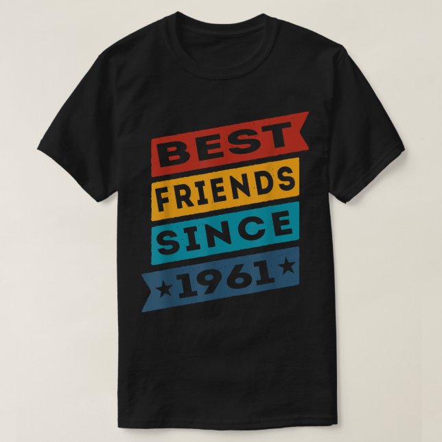 Camiseta Melhores Amigos Desde Besties BFF 1961 (Frente do Design)