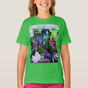 Camiseta Melhores Amigos - Dragão e Dinossauro Caminhando