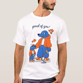 Camiseta Melhores Amigos: Duo Pai e Filho Blue Dog (Laranja