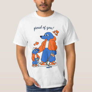 Camiseta Melhores Amigos: Duo Pai e Filho Blue Dog (Laranja