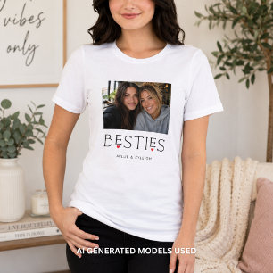 Camiseta Melhores Amigos Melhor Amiga Coração Tipografia Fo